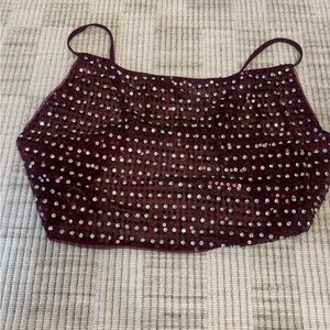 Fashion Nova Burgundy Sequin Crop Tank Top
